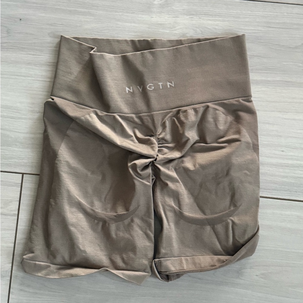 NVGTN Tan Bike Shorts High-Rise Stretch